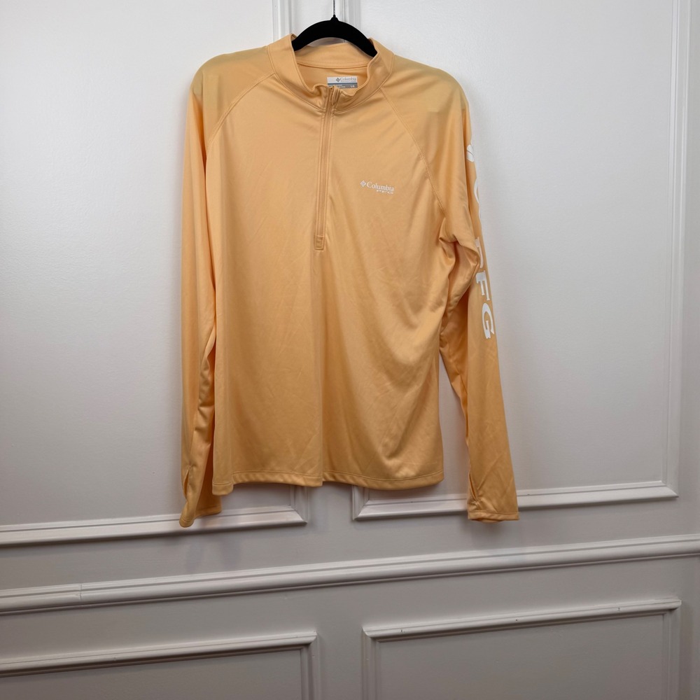 Columbia PFG Terminal Tackle Quarter Zip Pullover Peach Orange Large FL2404